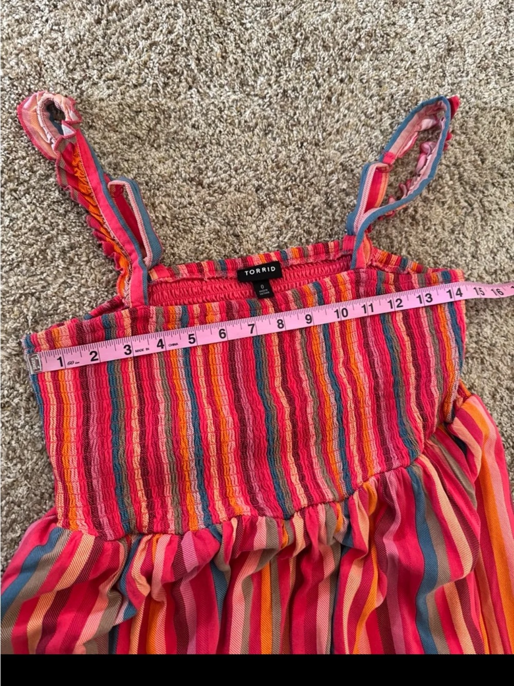 Torrid Midi Chaillis Smocked Tiered Dress in Striped Midi Dress size 0 or Large - Picture 11 of 12